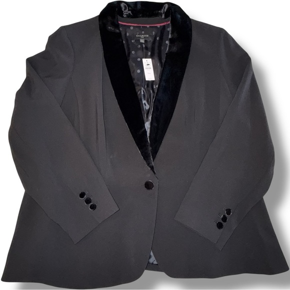 NWT TALBOTS STRETCH CREPE TUXEDO BLAZER - Black Velvet 16W - Picture 6 of 16